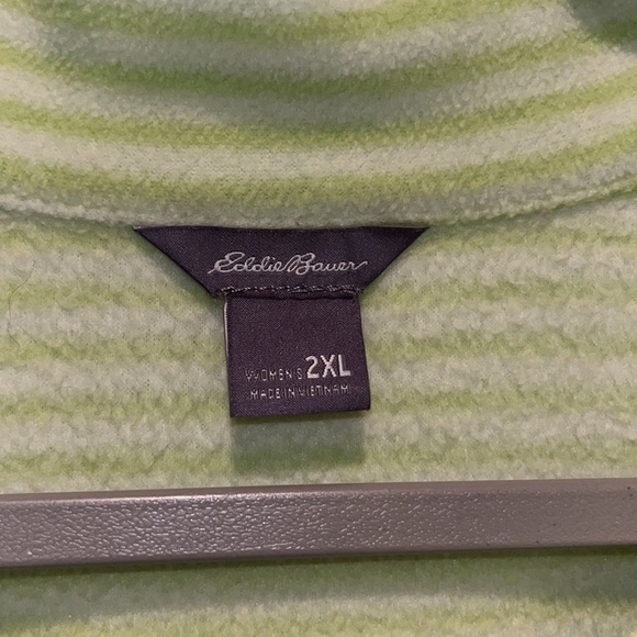 Lime Green/white Striped Eddie Bauer 1/4 Zip Lightweight Fleece jacket 2X - Picture 4 of 9